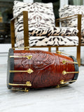 The Majestic Walnut | Brown Engraved Dholki