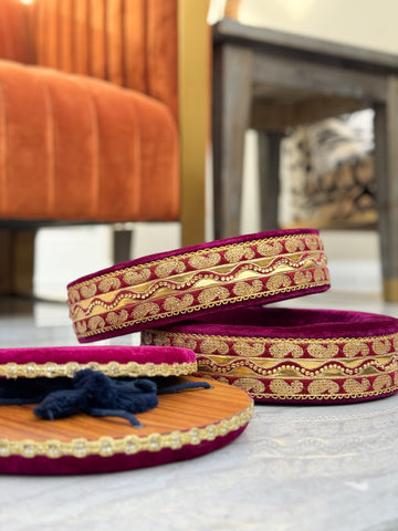 Maroon Fibre Tabla Rings & Covers