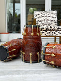 The Majestic Walnut | Brown Engraved Dholki