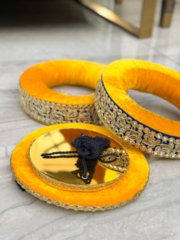 Yellow Fibre Tabla Rings & Covers