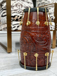 The Majestic Walnut | Brown Engraved Dholki