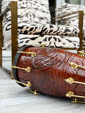 The Majestic Walnut | Brown Engraved Dholki