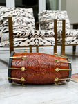 The Majestic Walnut | Brown Engraved Dholki