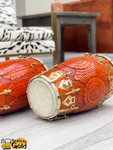 Indian Dholki | Orange Engraved |