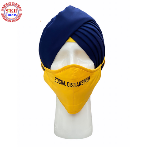 Face Mask | Social DistanSingh | Yellow | freeshipping - sikhtreats
