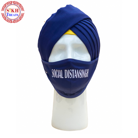 Face Mask | Social DistanSingh | Navy Blue | FREE MUG freeshipping - sikhtreats